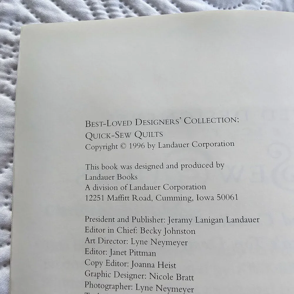 Quick-Sew Quilts Book By Best-Loved Designers Collection 1996